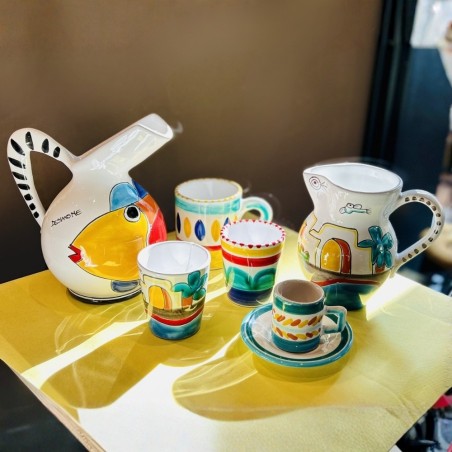 Coffee cup with saucer Segesta de simone sicilian pottery Coffee cup with saucer Segesta de simone sicilian pottery